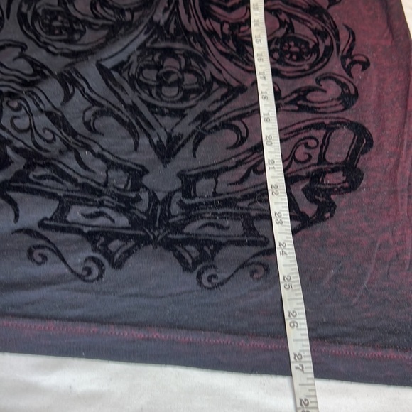 Affliction crewneck, graphic, short sleeve T-shirt, burgundy, and black - Picture 7 of 7